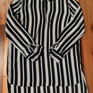 Philosophy Dress Long Sleeves High Low Casual Striped Black White Size Large